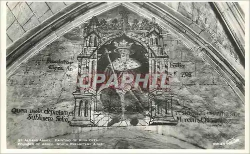 Moderne Karte St Albans Abbey Painting of King Ofra Founder of Abbey North presbytery aisle