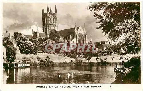 Moderne Karte Worchester Cathedral from River Severn
