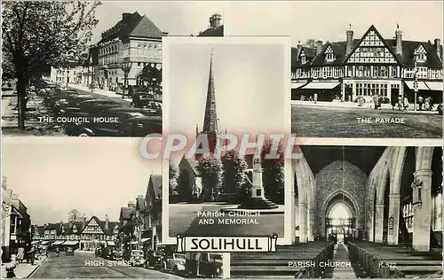 Cartes postales moderne The Council House The Parade High Street Paris Church and Memorial Solihull