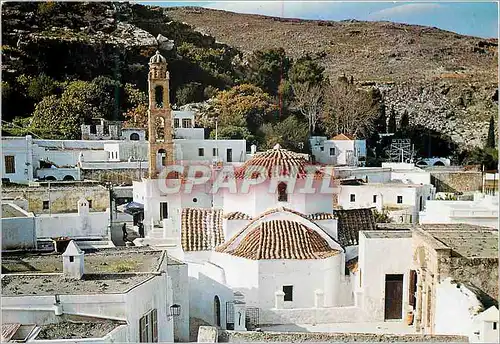 Moderne Karte Lindos Partie de Lindos de nos Jours avec l'Eglise de la Sainte Vierge de Lindos (1489 90)