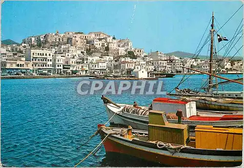 Moderne Karte Naxos Vue de l'Embarcadere Bateaux de peche