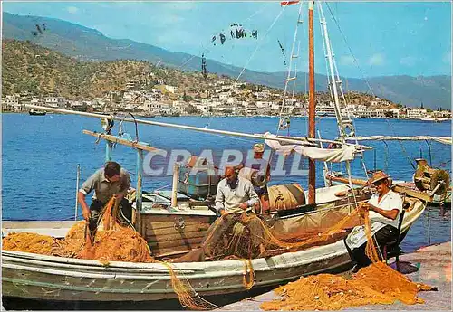 Moderne Karte Grece Bateaux de peche