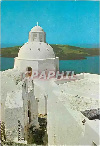 Cartes postales moderne Santorine (Thera) l'Eglise du St Minas et l'Ile de Kammeni