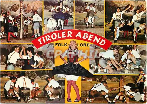 Cartes postales moderne Tiroler Abend Folk Lore Bandertanz Der Neugierige Schinkenklopfer Schuhplattier Folklore