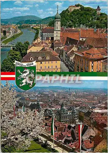 Cartes postales moderne Graz Steiermark Unten Blick Von SchloBberg Gegen Suden