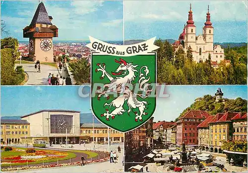 Cartes postales moderne Gruss aus Graz Steiermark Oben Lints Uhrturm