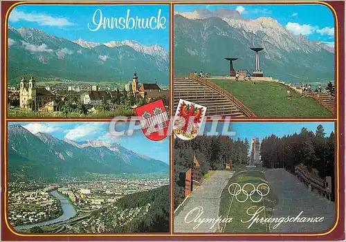 Moderne Karte Olympiastadt Innsbruck Staditteil Basilika und Stift Wilten Bergisel Olympia Sprungschanze