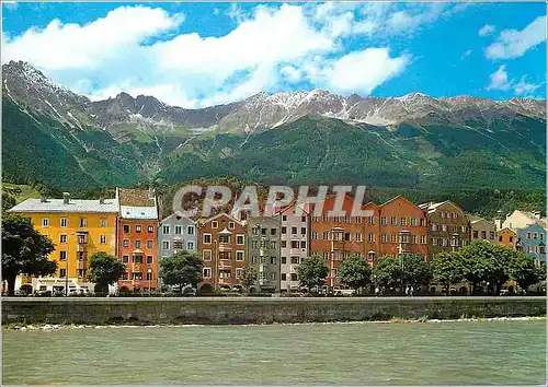 Moderne Karte Alpenstadt Innsbruck Mariahiff mit Nordkette Altester Staditteil am Grunen Inn
