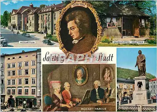 Cartes postales moderne Salzburg Stadt Mozarteum Zauberfloten Hauschen Mozart Famille