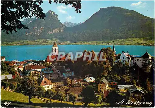 Moderne Karte St Wolfgang die Perle im Salzkammergut in Hintergrund Sparber 1502m