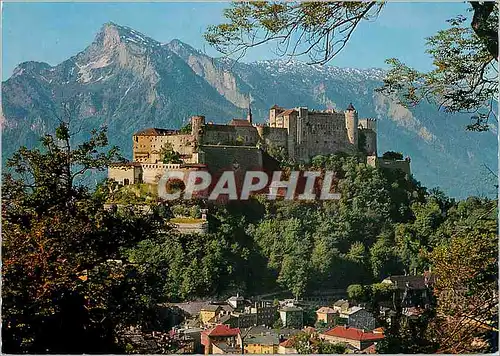 Moderne Karte Malerisches Salzburg festung Hohensalzburg mit Untersberg 1801m