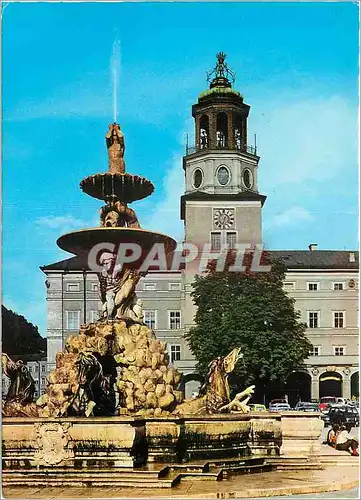 Moderne Karte Salzburg Residenzbrunnen mit Glockenspiel