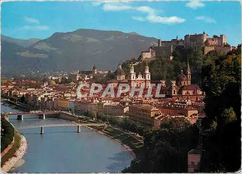 Cartes postales moderne Festspielstadt Salzburg La Ville Festival Salzburg La vue Sur la Ville Ancienne La Forteresse et