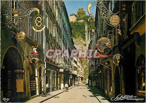 Cartes postales moderne Malerisches Salzburg Getreidegasse (rue des Grains) avec ses Vieilles enseignes