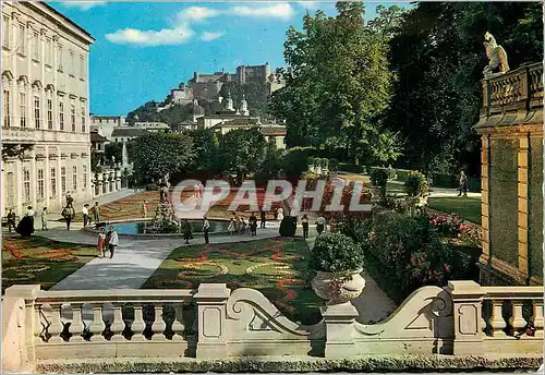 Moderne Karte The City of Mozart Salzburg the Mirabell Garden With the Cathedral and the Fortress