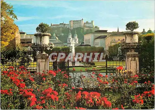 Moderne Karte Salzbourg Jardin de Mirabell vers la Cathedrale et Forteresse Hohensalzburg