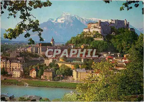 Cartes postales Salzburg La Valle de Mozart La Forteresse de Hohensalzburg et l'Untersberg (Alt 1853m)