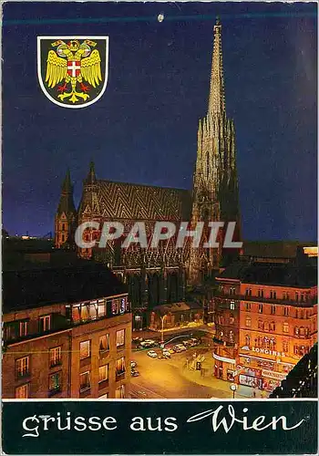 Moderne Karte Grusse aus Wien Vienne Cathedrale de St Etienne Illuminee