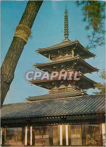 Moderne Karte Horyuji Pagoda This Five Storied Pagoda Belongs to The Famous Horyuji Temple in Nara