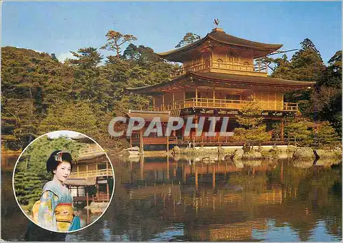Moderne Karte La Pavillon d'Or et Une Danseuse Maiko Kyoto