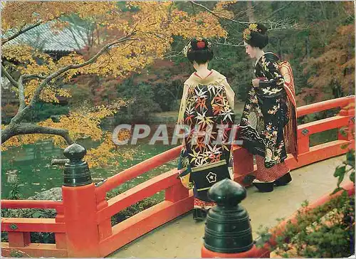 Moderne Karte Maiko in the Garden of Daigo Sanboin Temple Kyoto