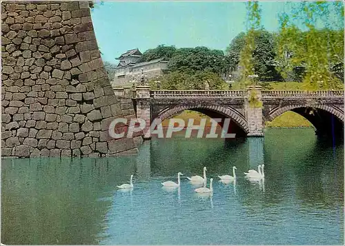 Moderne Karte Ancient Stone Walls Flanking Nijubashi Bridge Tokyo