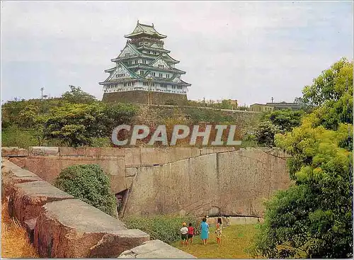 Cartes postales moderne The Huge Stone Higoishi and the Castle Tower Osaka Castle