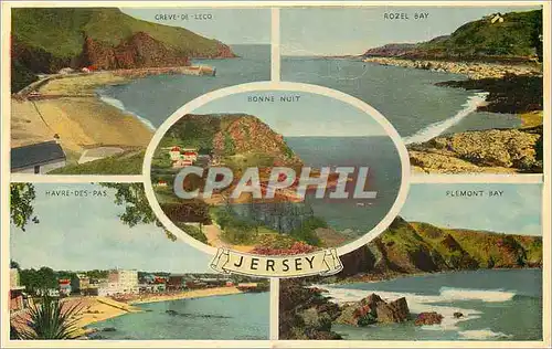Cartes postales Bonne Nuit Greve de Leco Rozel Bay Havre des Pas Plemont Bay Jersey