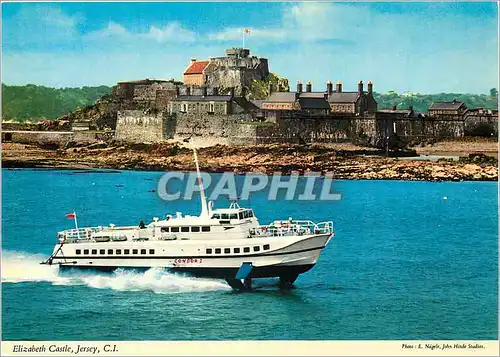 Cartes postales moderne Elizabeth Castle Jersey CI Bateau