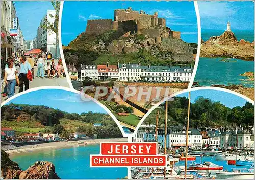 Cartes postales moderne Jersey Channel Islands Mont Orgueil Castle St Helier Corbiere Lighthouse Anne Port Bay St Aubin'