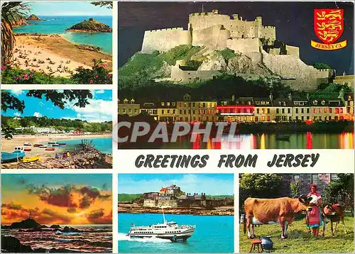 Moderne Karte Greetings from Jersey