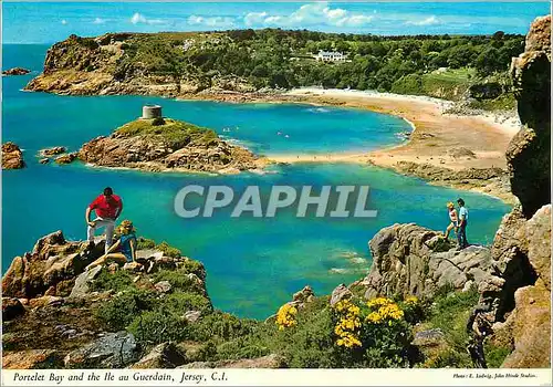 Cartes postales moderne Portelet Bay and The Ile au Guerdain Jersey CI