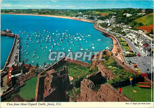 Moderne Karte View from Mont Orgueil Castle Jersey CI