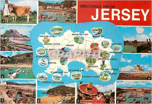 Moderne Karte Greetings From Jersey Channel Islands