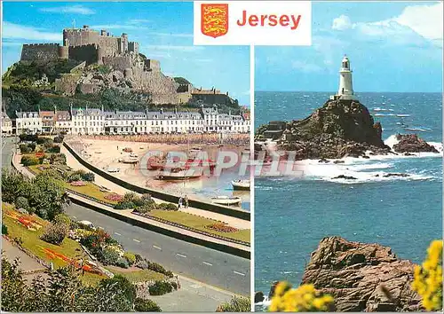 Cartes postales moderne Mont Orgueil Castle and la Corbiere Jersey CI