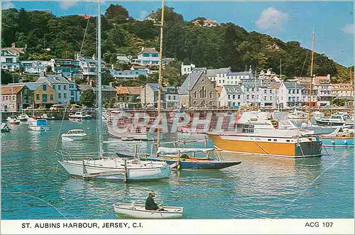 Cartes postales moderne St Aubins Harbour Jersey CI Bateaux