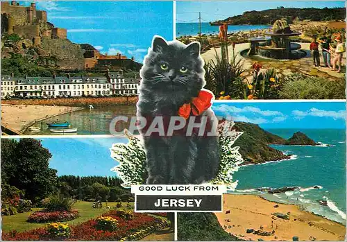 Moderne Karte Jersey Mont Orgueil Castle St Brelade's Bay Howard Davis Park Portlet Bay Chat