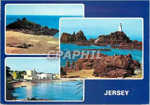 Moderne Karte Jersey Portlet Bay Corbiere Lighthouse Havre des Pas