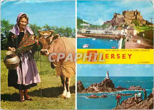 Cartes postales moderne Mont Orgueil Castle and Govey Harbour  La Corbiere Jersey