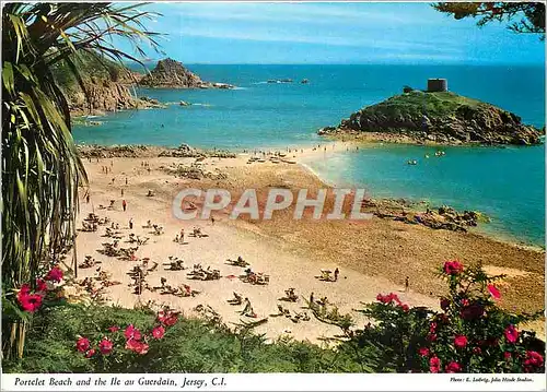 Moderne Karte Portelet Beach and the Ile au Guerdain Jersey CI