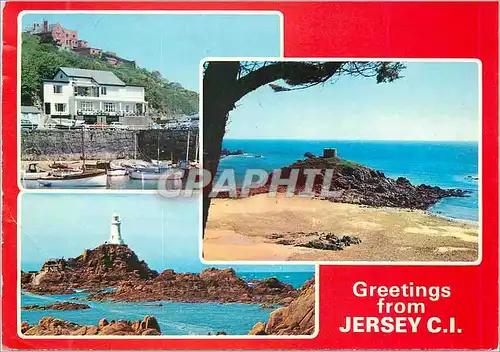 Cartes postales moderne Greetings from Jersey CI Rozel Bay Portlet Bay Corbiere Lighthouse