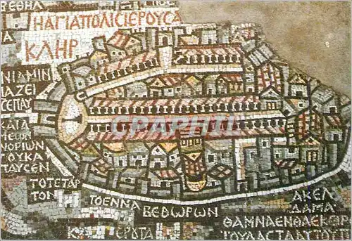 Moderne Karte Jerusalem Map at Orthodox Church of SNT George Madaba Jordan