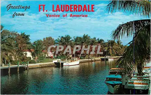 Moderne Karte Greetings from Ft Lauderdale Venice of America Florida