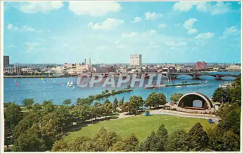 Moderne Karte Showing the Longfellow Bridge Spanning The Basin Between Boston and Cambridge Mass