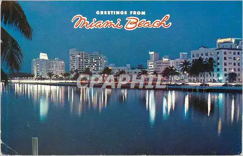 Moderne Karte Romantic View of Beautiful Miami Beach Hotel at Night