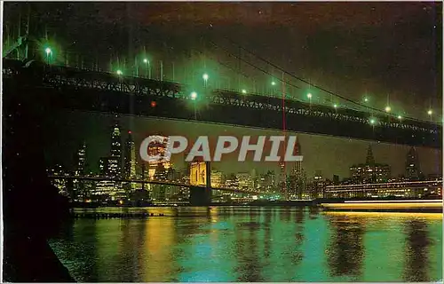 Cartes postales moderne New York City Skyline Showing Manhattan and Brooklyn Bridges in Foreground