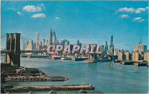 Moderne Karte Lower Manhattan Skyline Showing Brooklyn Bridge New York City