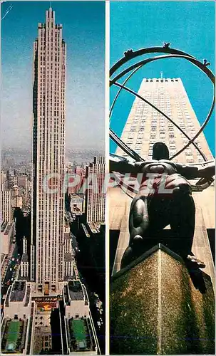 Moderne Karte Rockefeller Center Combination View of the Building of Rockefeller Center and a Unique View of t
