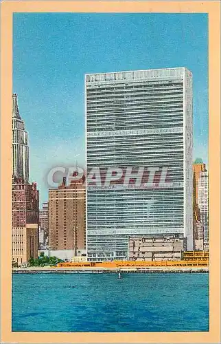 Moderne Karte United Nations Headquarters and Midtown Manhattan skyline New York City NY