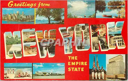 Cartes postales moderne New York Empire State Capital Albany Area 49576 sq mi Population 16974526 Motto Flower Tree